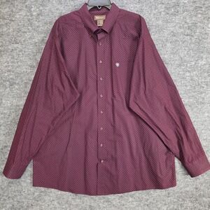 Ariat Shirt Mens XXL-Tall Burgundy Geometric Button Up Zellar Long Sleeve Rodeo